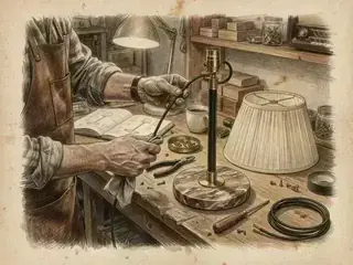 Charcoal pencil sketch of a lamp in the design and drafting process